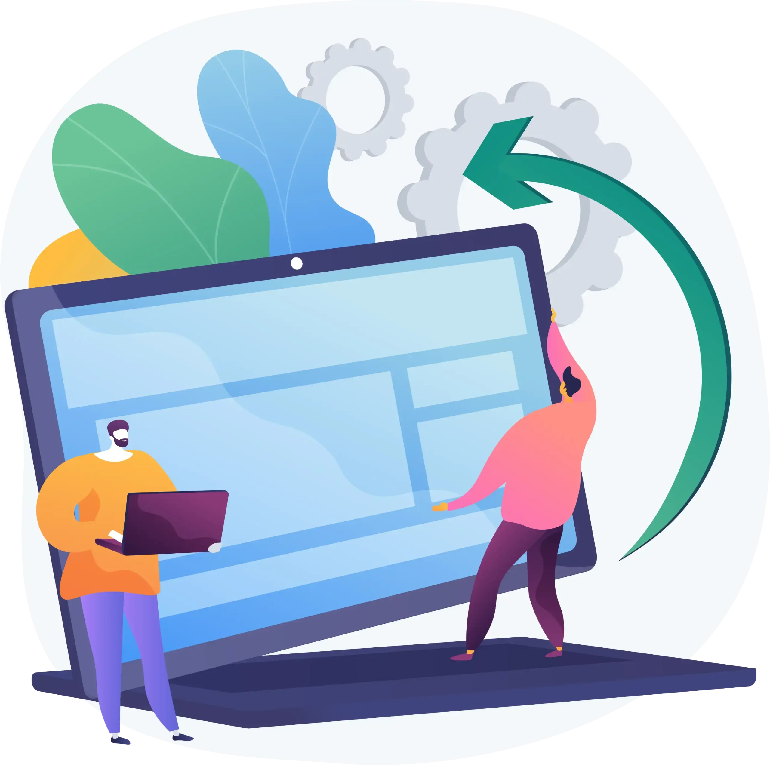 Illustratie van software migratie en modernisering van legacy systemen